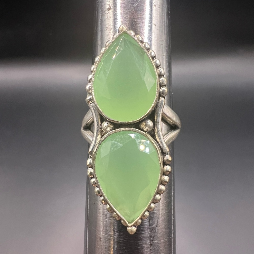 Sterling Silver Ring with 2 Chalcedony Stones